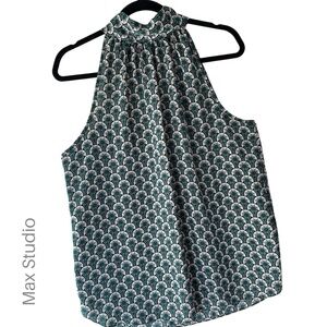 MAX STUDIO NWOT HIGH NECK HALTER STYLE BOW TIE BACK BLOUSE | SIZE: LARGE
